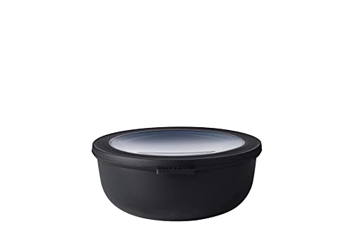 Mepal - Multi Bowl Cirqula Round - Vorratsdose mit Deckel - Geeignet als Luftdichte Aufbewahrungsbox für den Kühlschrank, Mikrowellengeschirr & als Frischhaltedosen - 1250 ml - Nordic Black von Mepal