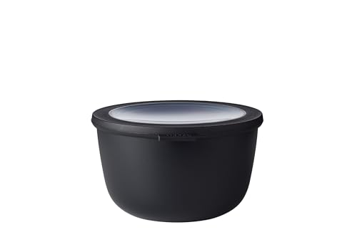 Mepal - Multi Bowl Cirqula Round - Vorratsdose mit Deckel - Geeignet als Luftdichte Aufbewahrungsbox für den Kühlschrank, Mikrowellengeschirr & als Frischhaltedosen - 2000 ml - Nordic Black von Mepal