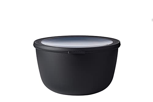 Mepal - Multi Bowl Cirqula Round - Vorratsdose mit Deckel - Geeignet als Luftdichte Aufbewahrungsbox für den Kühlschrank, Mikrowellengeschirr & als Frischhaltedosen - 3000 ml - Nordic Black von Mepal