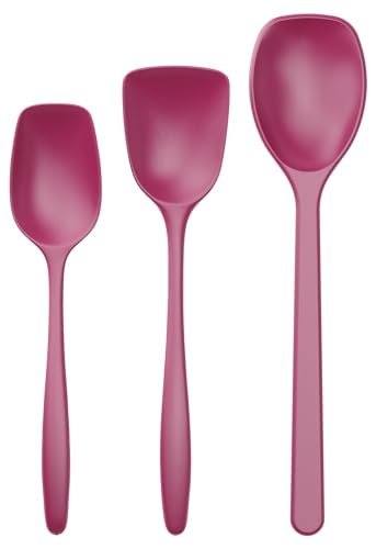 Rosti Classic Kochlöffel Set 3-Teilig, Hochwertiges Küchenhelfer Set mit 2 Kochlöffel & 1 Backlöffel, aus Kunststoff, Hitzebeständig, Bruchsicher, Spülmaschinenfest, Beetroot von Rosti