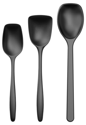 Rosti Classic Kochlöffel Set 3-Teilig, Hochwertiges Küchenhelfer Set mit 2 Kochlöffel & 1 Backlöffel, aus Kunststoff, Hitzebeständig, Bruchsicher, Spülmaschinenfest, Schwarz von Rosti