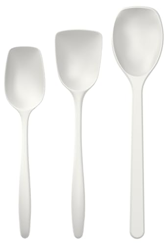 Rosti Classic Kochlöffel Set 3-Teilig, Hochwertiges Küchenhelfer Set mit 2 Kochlöffel & 1 Backlöffel, aus Kunststoff, Hitzebeständig, Bruchsicher, Spülmaschinenfest, Weiß von Rosti