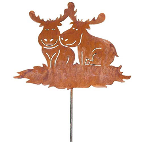 Rostikal Elch Weihnachtsdeko Gartenstecker 24 x 31 cm - Rentier Hirsch Figuren in Edelrost für Gartendeko Rost Deko Weihnachten aus Metall von Rostikal