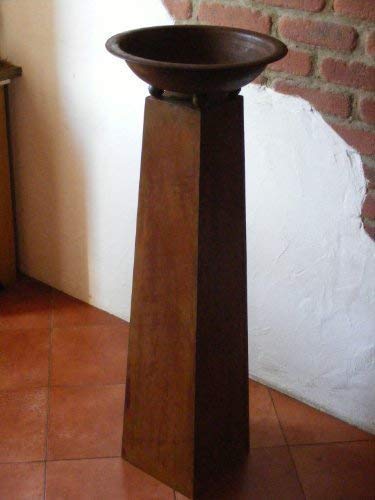 Edelrost Metall Säule 115 cm mit Schale, Rost Gartensäule von Rostikal