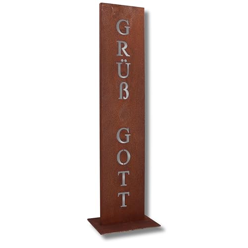 Rostikal Grüß Gott 71 cm Rost Schild Gartendeko Edelrost von Rostikal