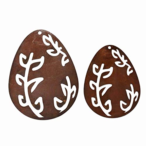 Rostikal 2er Set Ostereier 10 und 8 cm Osterdeko zum aufhängen Osterdekoration Ostern Deko von Rostikal