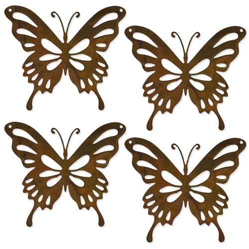 Rostikal 4er Set Rost Deko Schmetterling 12 x 14 cm Hängedeko Fenster Gartendeko Shabby Chic Deko von Rostikal