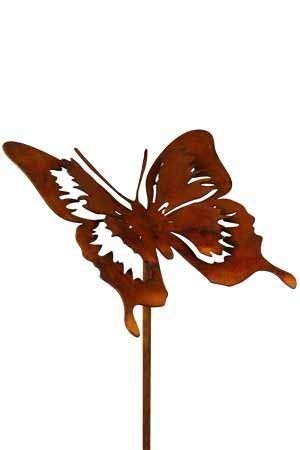 Rostikal 5er Fliegende Schmetterlinge Deko 52 cm Gartendeko Vintage Blumenstecker von Rostikal