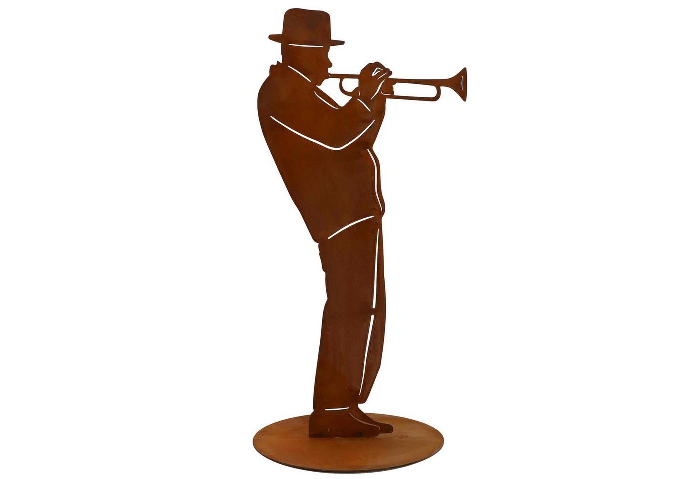 Rostikal Dekofigur Trompeter Figur Metall Trompeten Spieler Skulptur (1 St), Echer Rost oder schwarze Pulverbeschichtung von Rostikal