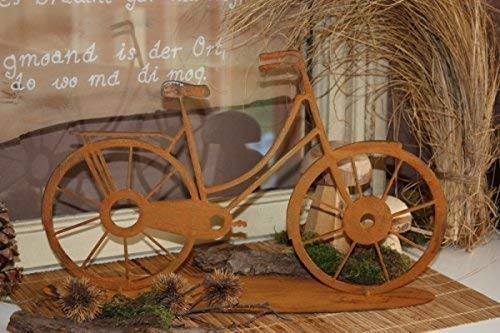 Rostikal Edelrost Deko Fahrrad 41 x 25 cm Vintage Tischdeko Gartendeko Rost Bike auf Bodenplatte von Rostikal