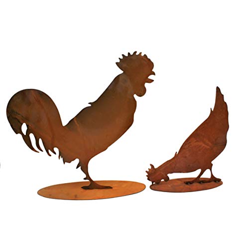 Rostikal Edelrost Gartendeko Huhn 27 cm und Hahn 35 cm Vintage Deko Set Rost Tierfiguren Shabby Chic Deko Rostikal Edelrost Gartendeko Huhn 27 cm und Hahn 35 cm Vintage Deko Set Rost Tierfiguren Shabby Chic Deko von Rostikal