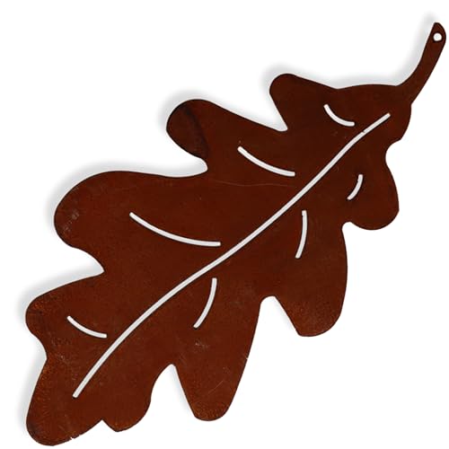 Rostikal Eichenblatt Dekoanhänger – Einzigartiger Edelrost Metallanhänger für Haus & Garten – Handgefertigte Herbstdeko im Vintage Look (5 Blätter) von Rostikal