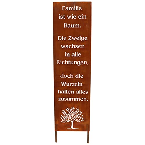 Rostikal Familen Spruch Gartenstecker 1 m Edelrost Gartendeko Rost Geschenk von Rostikal