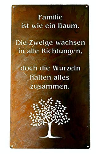 Rostikal Familie wie ein Baum – Liebevolles Deko Gartenschild aus Metall in Rostoptik, wetterfest & langlebig - ideal als Geschenk in jeden Garten & Außenbereich von Rostikal