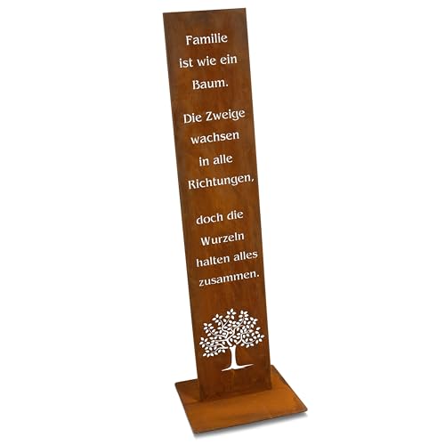 Rostikal Familie Spruchtafel 100 cm – Edelrost Deko-Schild aus Metall mit Spruch – Garten- und Wohnzimmer Deko – Handmade Geschenkidee, wetterfest für drinnen und draußen von Rostikal