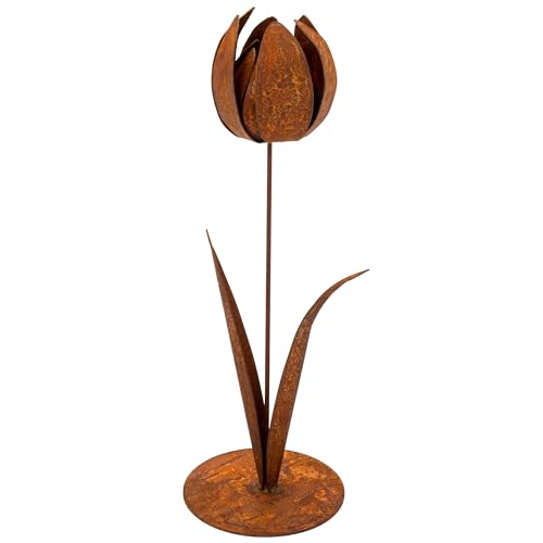 Rostikal Gartendeko Vintage Deko Blume 30 cm Tischdeko Rost Metall Tulpe Größe 2 von Rostikal