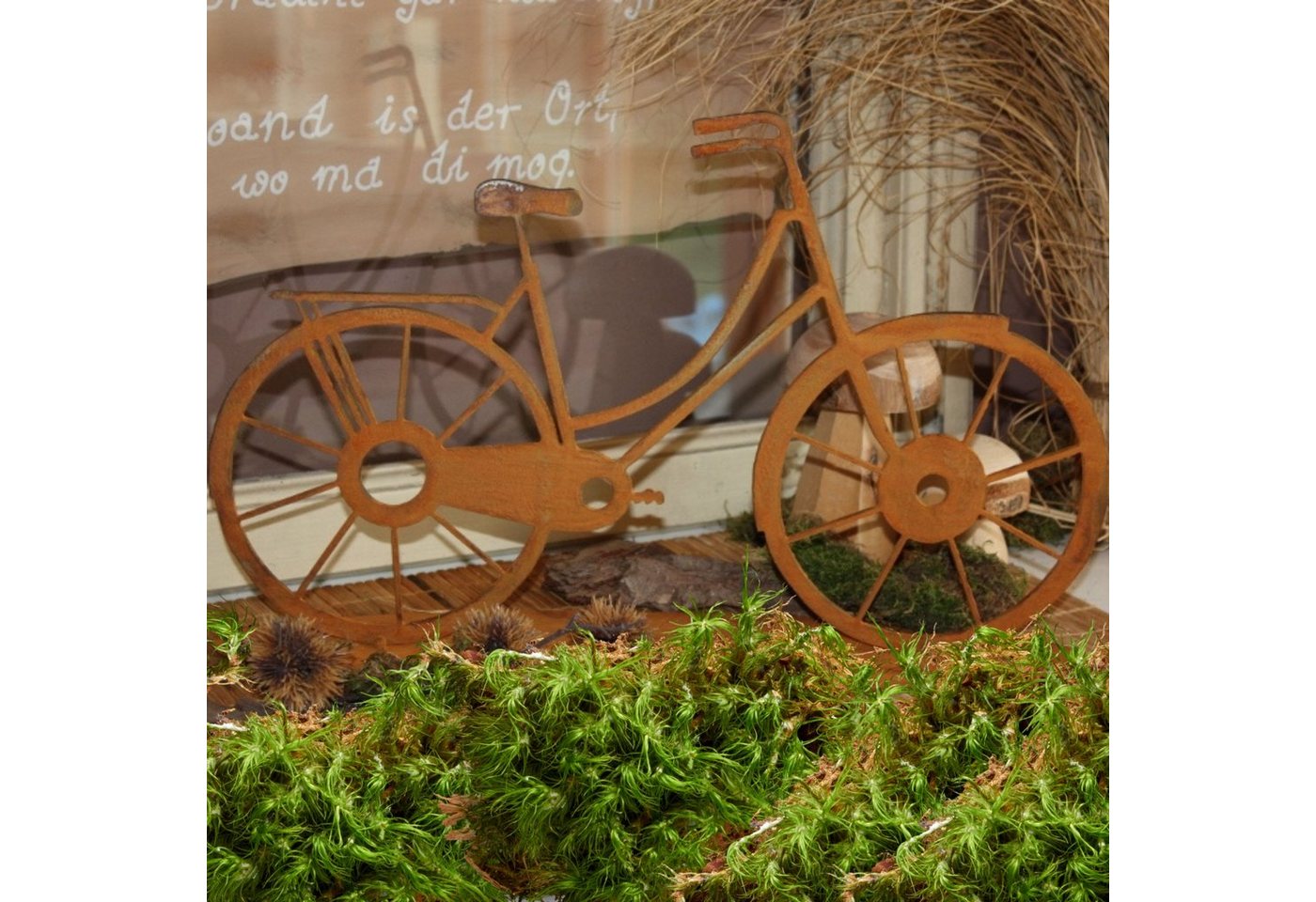Rostikal Gartenfigur Fahrrad Deko Figur Garten Metall, Echter Rost von Rostikal