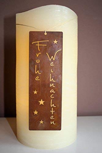 Rostikal Geschenkanhänger Weihnachten 4,5 x 13,5 cm Rost Metall Frohe Weihnachten Schriftzug Edelrost Vintage Deko von Rostikal