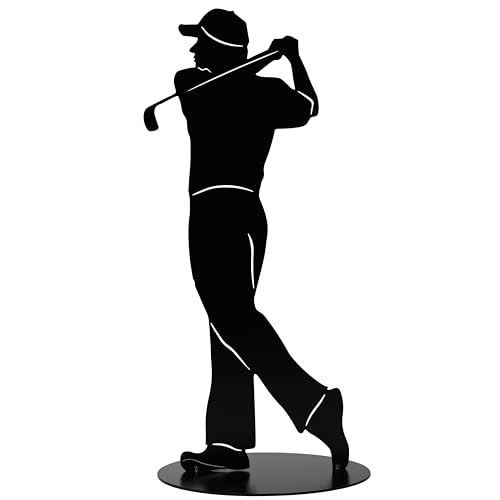 Rostikal Golf Spieler schwarz 20 cm Golfer Deko Wohnzimmmer Gartendeko Rost Skulptur von Rostikal
