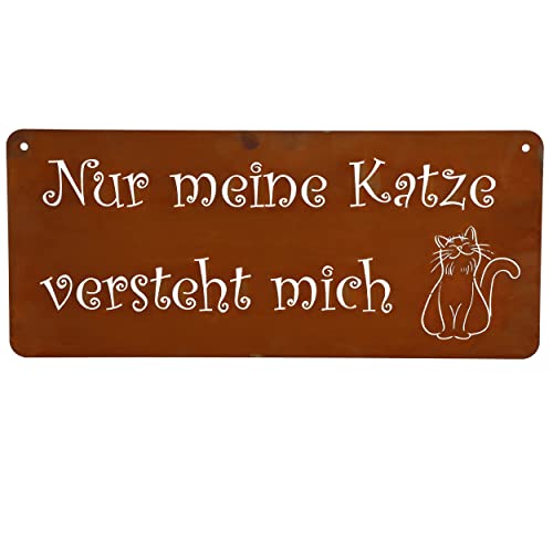 Rostikal Katzen Deko Wandbild 30 x 13 cm Gartendeko Rost Türschild Wanddeko Metall von Rostikal