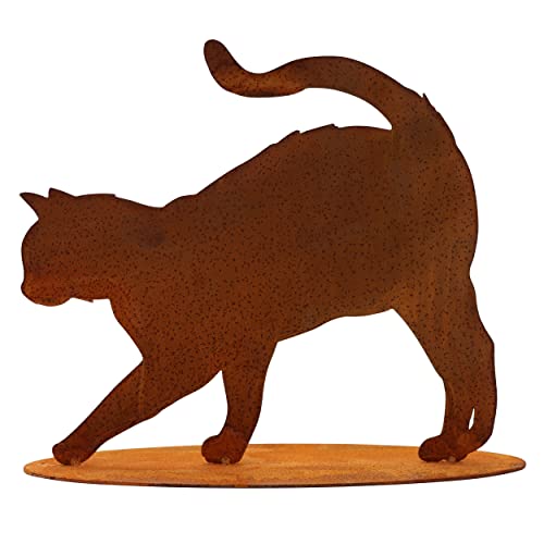 Rostikal Katzen Gartenfiguren - Perfekt als Zimmerdeko & Blickfang im Garten 25 cm - Attraktive Gartendeko im Rost Look - Ideal für Wohnzimmer & Außendeko von Rostikal