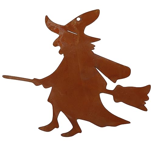 Rostikal Kleine Hexe 16 x 19 cm Hängedeko Halloween Gartendeko Rost Metall Deko Figur von Rostikal