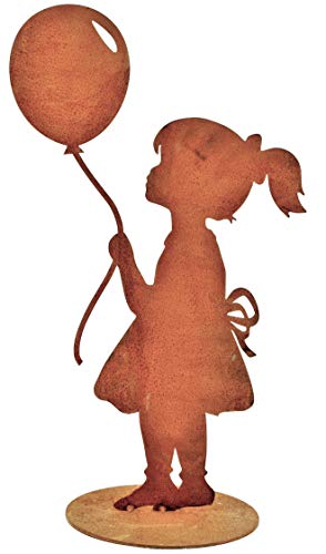 Rostikal Mädchen mit Luftballon 52 cm Edelrost Gartendeko Vintage Dekofigur Garten Deko Rost von Rostikal