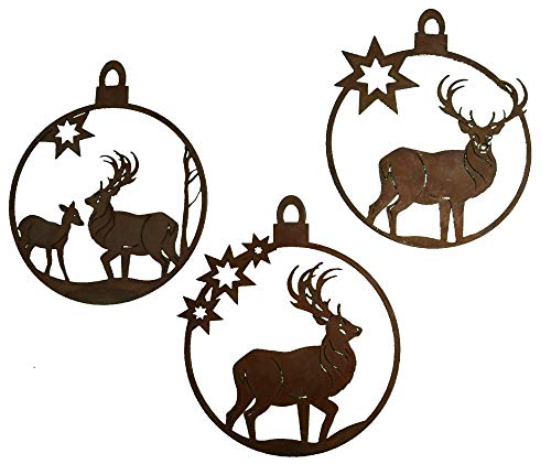 Rostikal Metall Rost Hirsch Deko Set Ø 10 cm Fensterdeko hängend Weihnachtsdeko Gartendeko Rostikal Metall Rost Hirsch Deko Set Ø 10 cm Fensterdeko hängend Weihnachtsdeko Gartendeko von Rostikal