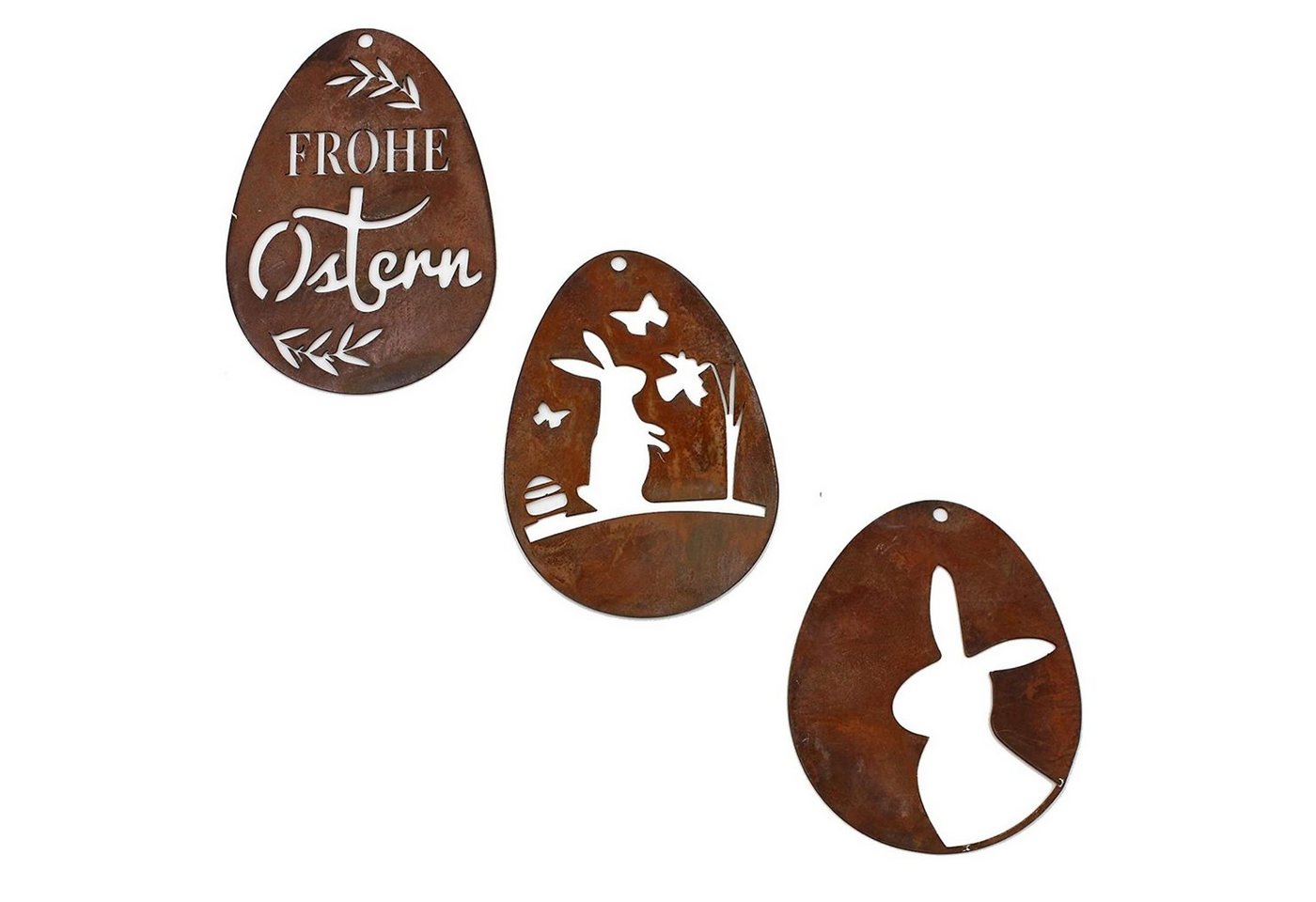 Rostikal Osterei Ostereier zum aufhängen Frohe Ostern Deko (Set, 3tlg), echter Rost von Rostikal