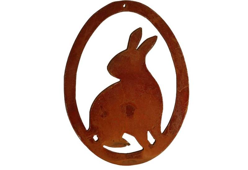 Rostikal Osterfigur Hängedeko Osterei mit Hase Osterdeko Metall, Echter Rost von Rostikal