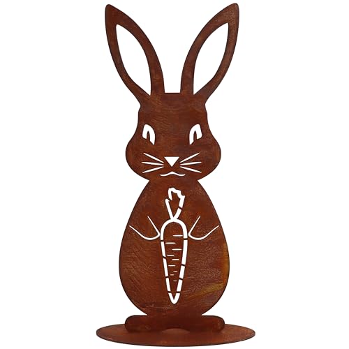 Rostikal Osterhase Figur aus Metall 30 cm - Rost Osterdeko für Garten Deko Frühling von Rostikal