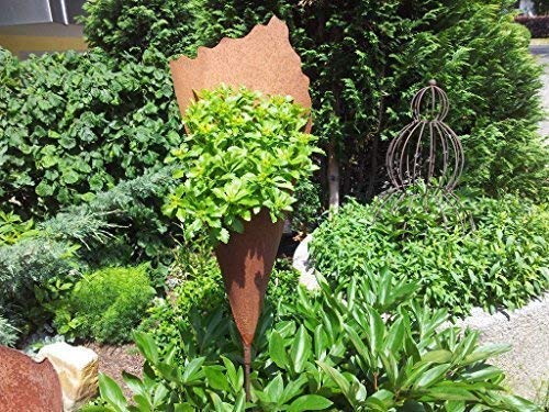 Rostikal | Pflanztüte auf Stab aus Metall | Rost Gartendeko zum Bepflanzen | 40 cm tief von Rostikal