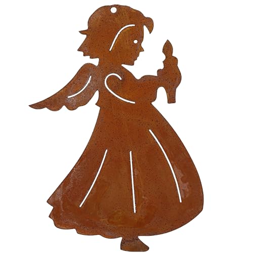 Rostikal Weihnachtsdeko Engel Figur mit Kerze 10 x 14 cm Hängedeko Weihnachten Deko Rost von Rostikal