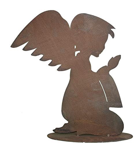 Rostikal betender Rost Deko Engel 30 cm Metall Deko Figur Weihnachtsdeko Edelrost Gartendeko von Rostikal