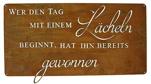 Rostikal | Deko Rostschild Lächeln | Spruchtafel aus Metall in Rostoptik | 49,5 x 25 cm von Rostikal