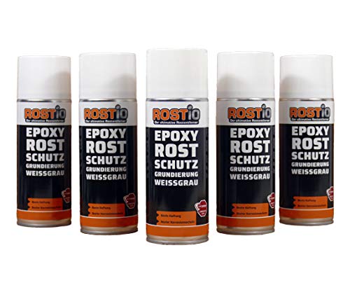 Rostio Epoxy Grundierung 1 K | EP Rostschutzgrundierung Spray | Korrosionsschutz | Grundierfüller Primer Rostschutz | Schnelltrocknend (5 Stück) von Rostio