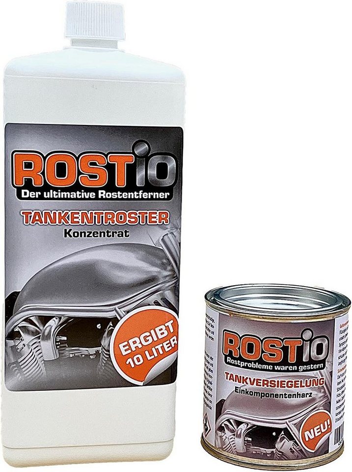 Rostio Tankentroster Set - 1 Liter Konzentrat + 250ml Tankversiegelung Rostentferner von Rostio