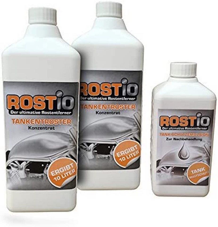 Rostio Tankentroster Set - 2x1 Liter Konzentrat + 500ml Schutzemulsion Rostentferner (2 Liter Rostio Tankentroster ergeben 20 Liter Tankentroster) von Rostio