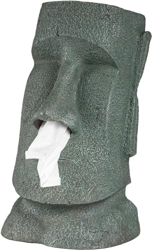 Rotary Hero Moai-Taschentuchspender - Servietten-Taschentuchbox mit Moai-Figur - Dekorativer Taschentuchhalter für Küche, Bad und Schlafzimmer - 18 x 14,5 x 32 cm von Rotary Hero
