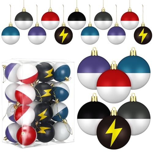 Rotatingpals 24 Stück 6,9 cm Weihnachtskugel-Ornamente Baum-hängende Ornamente Kunststoff Weihnachten Winter Kugeln Dekor für Weihnachtsbäume Urlaub Partys Heimdekoration (Cartoon) von Rotatingpals