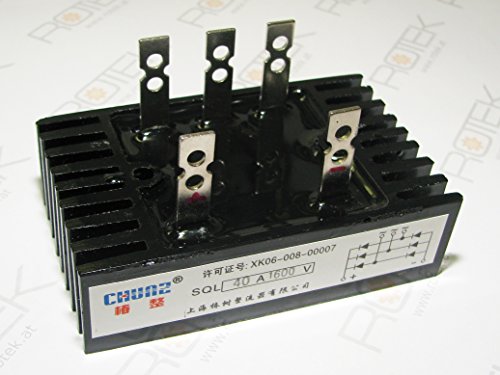 3-phasiger B6 Vollweggleichrichter für Drehstrom bis 40A mit Kühlkörper (Sperrspannung 1.600V), SQL40A1600V von Rotek