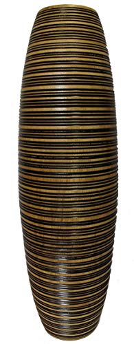 Rotfuchs Blumenvase Holzvase Bodenvase Tischvase Dekovase für Dekoration aus Mangoholz beige schwarz 012-024, 61 cm von Rotfuchs