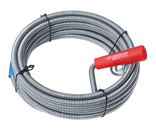 ROTHENBERGER Industrial Rohrreinigungsspirale 5 m | aus Federstahl | Ø Spirale: 9 mm; Mit Rückholbohrer und Handkurbel | Rohre aus Kunststoff, Gusseisen oder Steinzeug | 072984E von Rothenberger