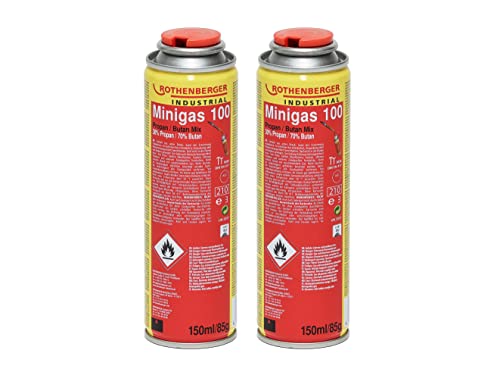 ROTHENBERGER Industrial - Minigas 100 - Brenngas-Kartusche - Butan/Propan Mix - 150 ml, 2 Stück, 35504-2 von Rothenberger