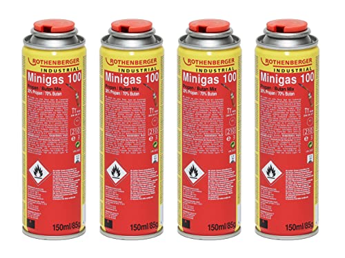 ROTHENBERGER Industrial - Minigas 100 - Brenngas-Kartusche - Butan/Propan Mix - 150 ml, 4 Stück, 35504-4 von Rothenberger