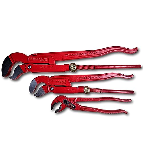 ROTHENBERGER Chrom-Vanadiumstahl Zangenset, 34mm-48mm Arbeitsbereich Durchmesser | 070140X | Zangenset aus Chrom-Vanadiumstahl, Eckrohrzange, Wasserpumpzange von Rothenberger