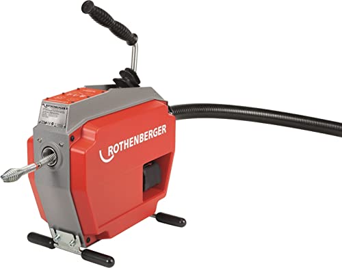 ROTHENBERGER 1000003346 R600 VarioClean Rohrreinigungsmaschine mit Akku, Laedgerät, 16mm + 22mm DuraFlex Spiral und Werkzeugsatz, 8mm-22mm Spiraldurchmesser, 0m-60m Arbeitsbereich Länge, 230V von Rothenberger