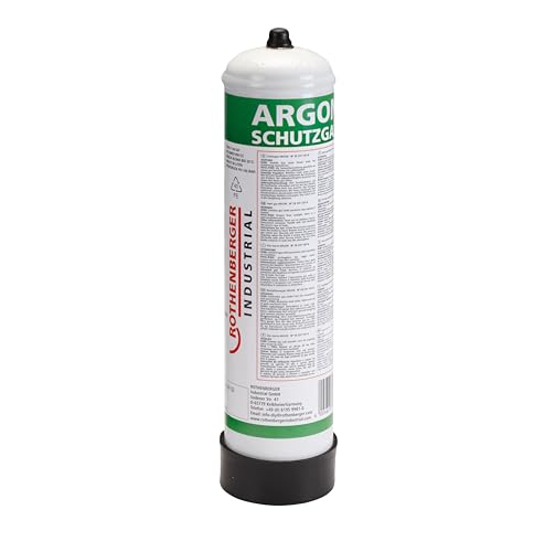 ROTHENBERGER Industrial 100 Prozent Argon | 1 x Schutzgas-Stahl-Einwegflasche 950 ml | Fülldruck 60 bar dadurch 57 Liter Argon | M 10 x 1 | MIG Schweißen 35775 von Rothenberger