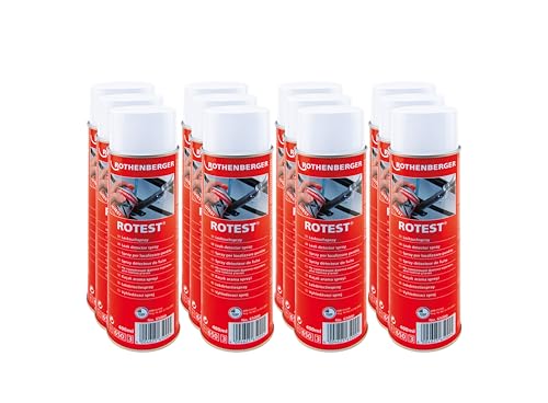 ROTHENBERGER Industrial 12 x RoTest Lecksuchspray 400 ml | Schnelles und sicheres Auffinden von Leckagen | Lecksucher | Auffinden von Undichtigkeiten an Gasleitungen & Druckleitungen von Rothenberger