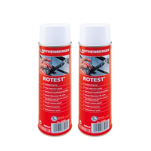 ROTHENBERGER Industrial 2 x RoTest Lecksuchspray 400 ml | Schnelles und sicheres Auffinden von Leckagen | Lecksucher | Auffinden von Undichtigkeiten an Gasleitungen & Druckleitungen von Rothenberger